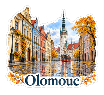 Olomouc Autumn Tram Street Art Vinyl Decal Stickers