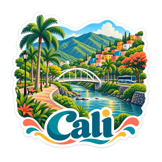 Cali River Bridge Green Hills Art Vinyl Decal Stickers