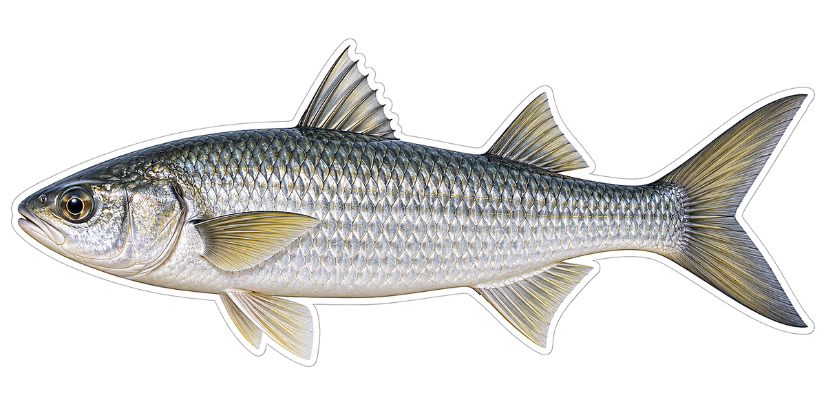 Silver Mountain Mullet Yellow Fins Art Vinyl Decal Stickers