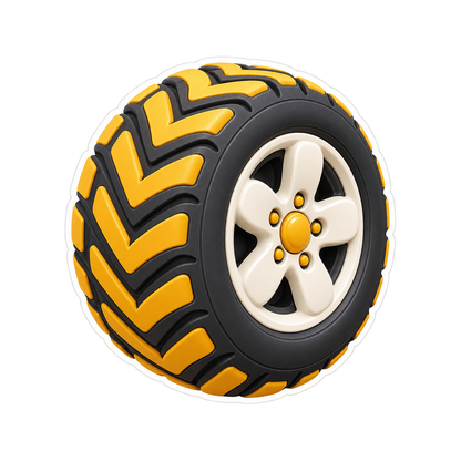 Black Yellow Tread Wheel Cream Hub Vinyl Decal Stickers