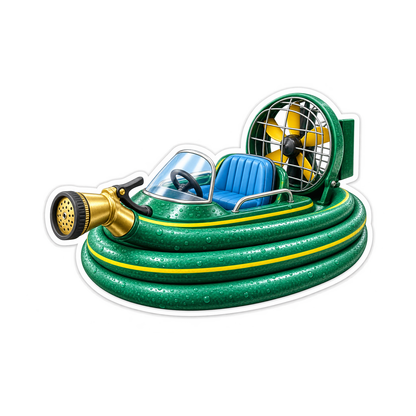 Green Garden Hose Hovercraft Art Vinyl Decal Stickers