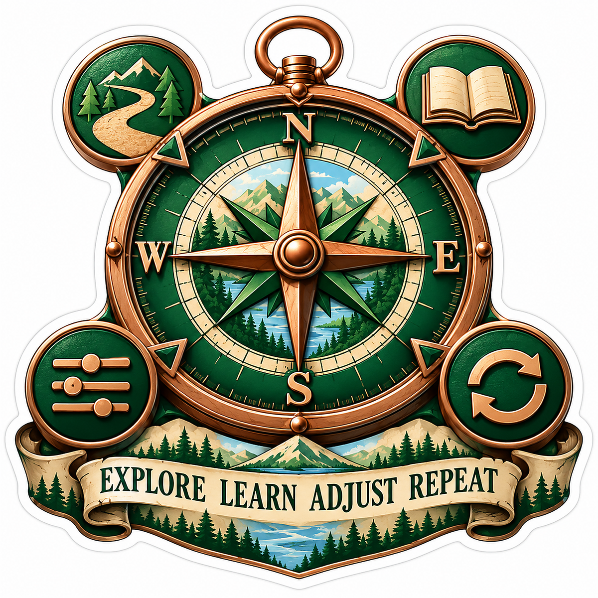 Forest Compass Explore Learn Art Vinyl Decal Stickers