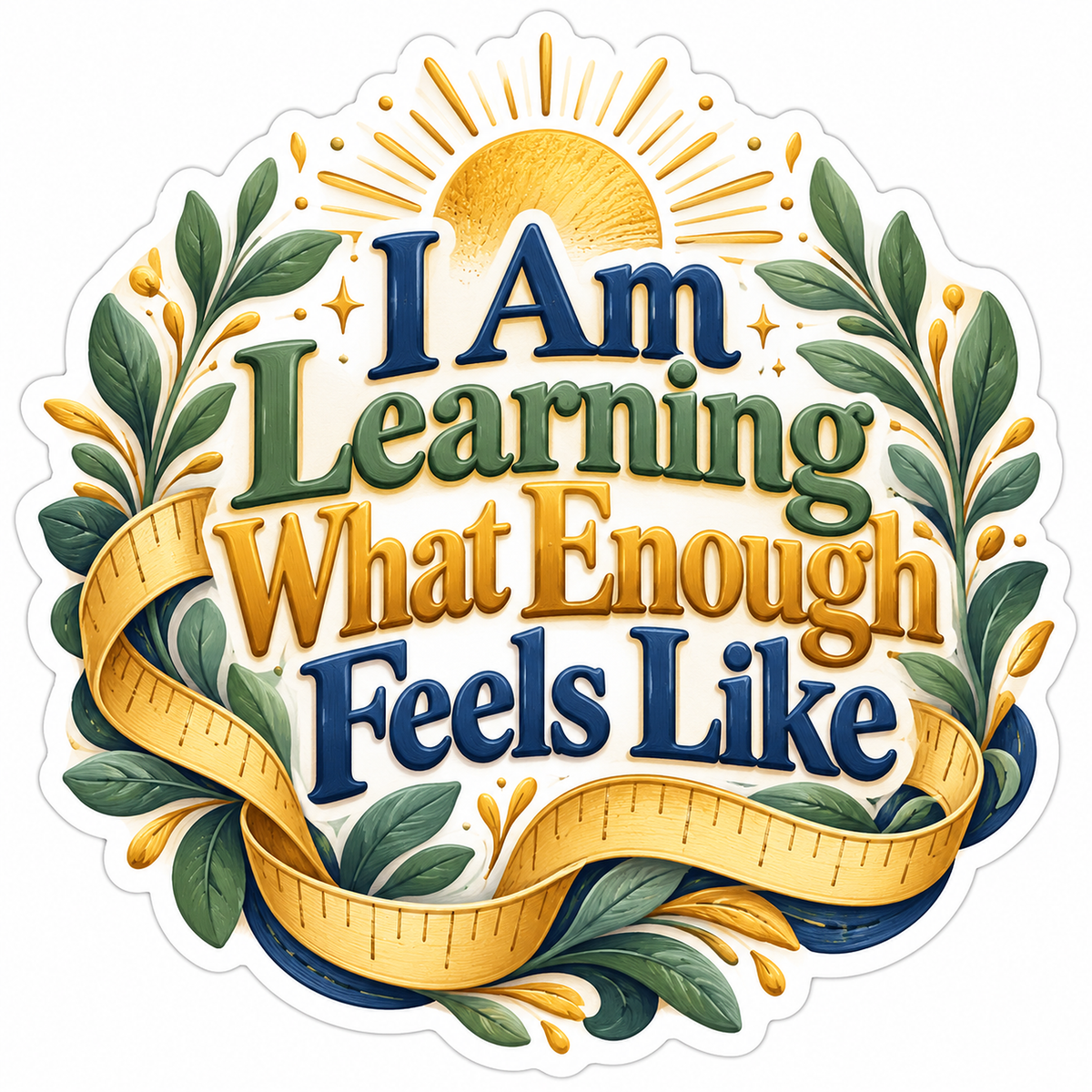 I Am Learning What Enough Feels Like Text Vinyl Decal Stickers
