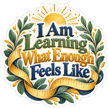 I Am Learning What Enough Feels Like Text Vinyl Decal Stickers
