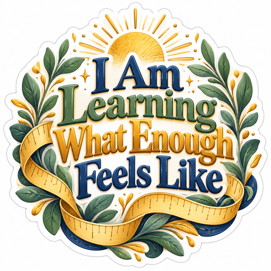 I Am Learning What Enough Feels Like Text Vinyl Decal Stickers