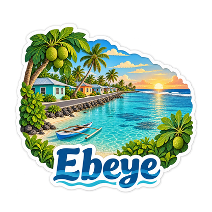 Ebeye Tropical Lagoon Sunrise Art Vinyl Decal Stickers