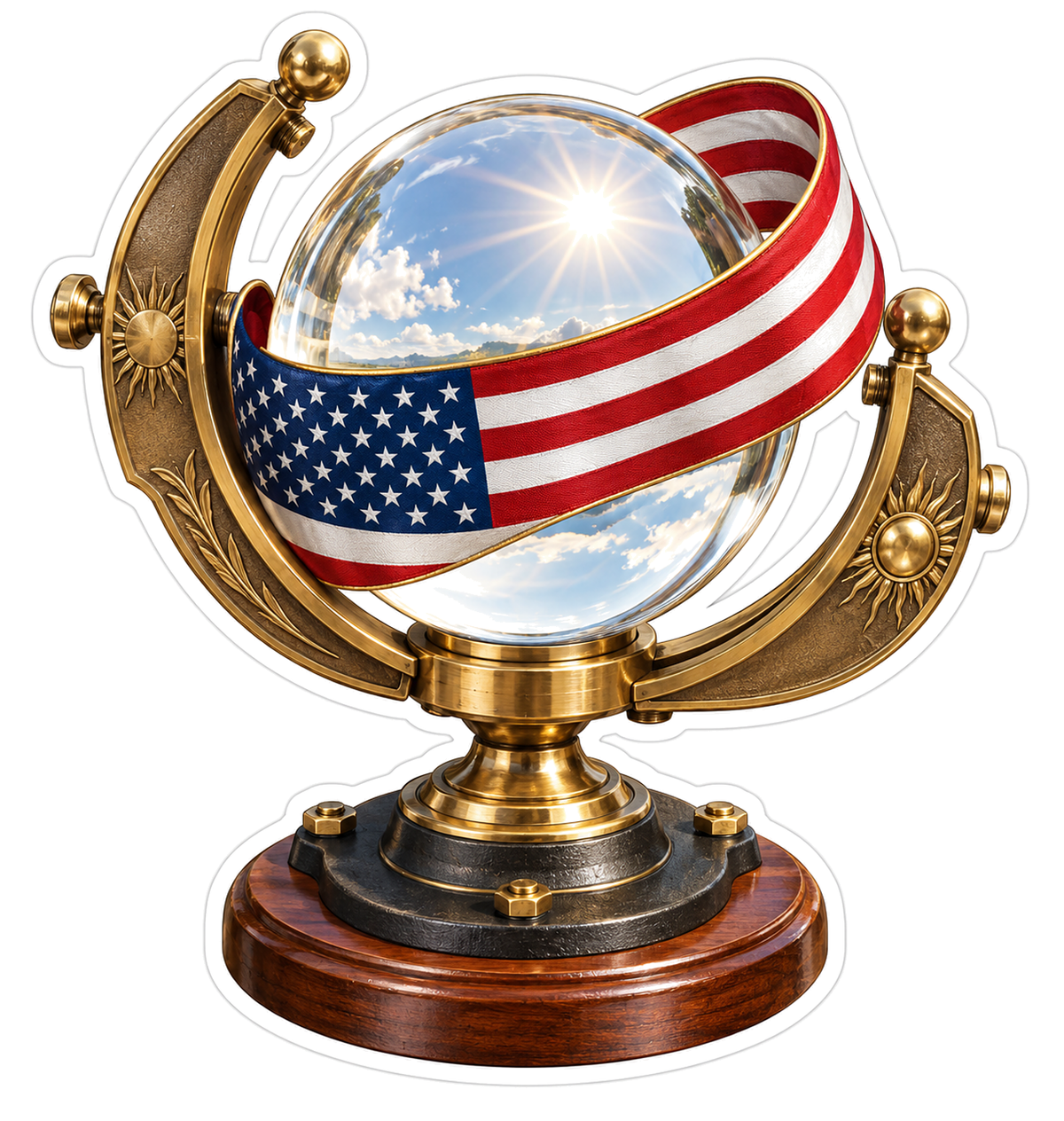 American Flag Crystal Globe Art Vinyl Decal Stickers