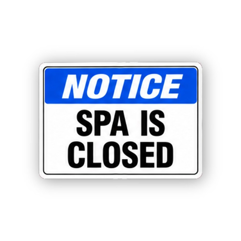 Blue Spa Is Closed Text Panel Vinyl Decal Stickers