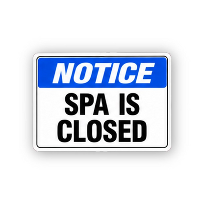Blue Spa Is Closed Text Panel Vinyl Decal Stickers