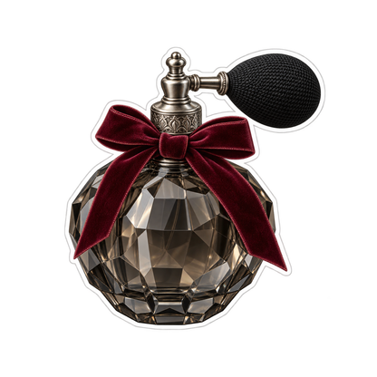 Smoky Glass Perfume Bottle with Bow Art Vinyl Decal Stickers