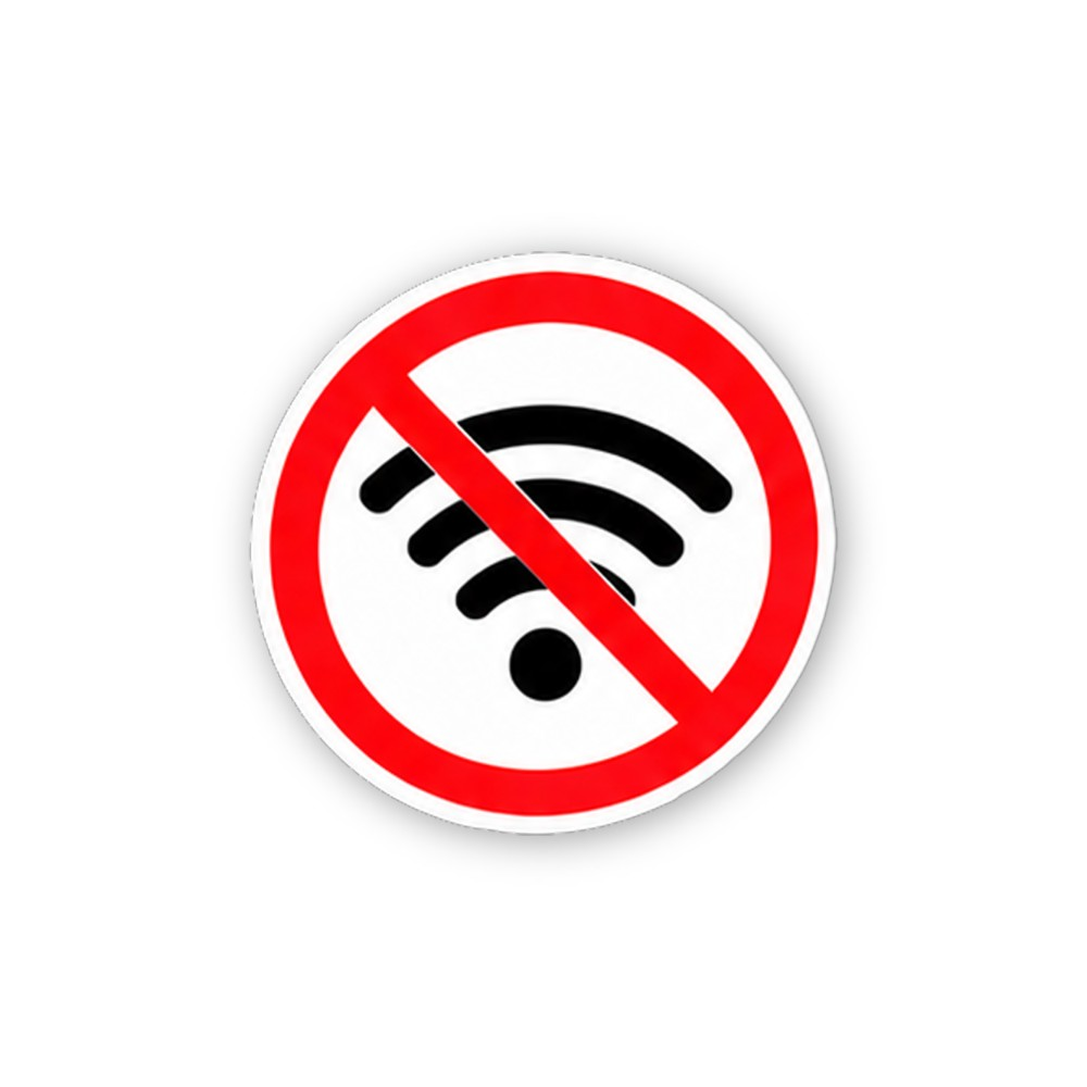 Red Crossed Three Arc Wireless Signal Circle Vinyl Decal Stickers