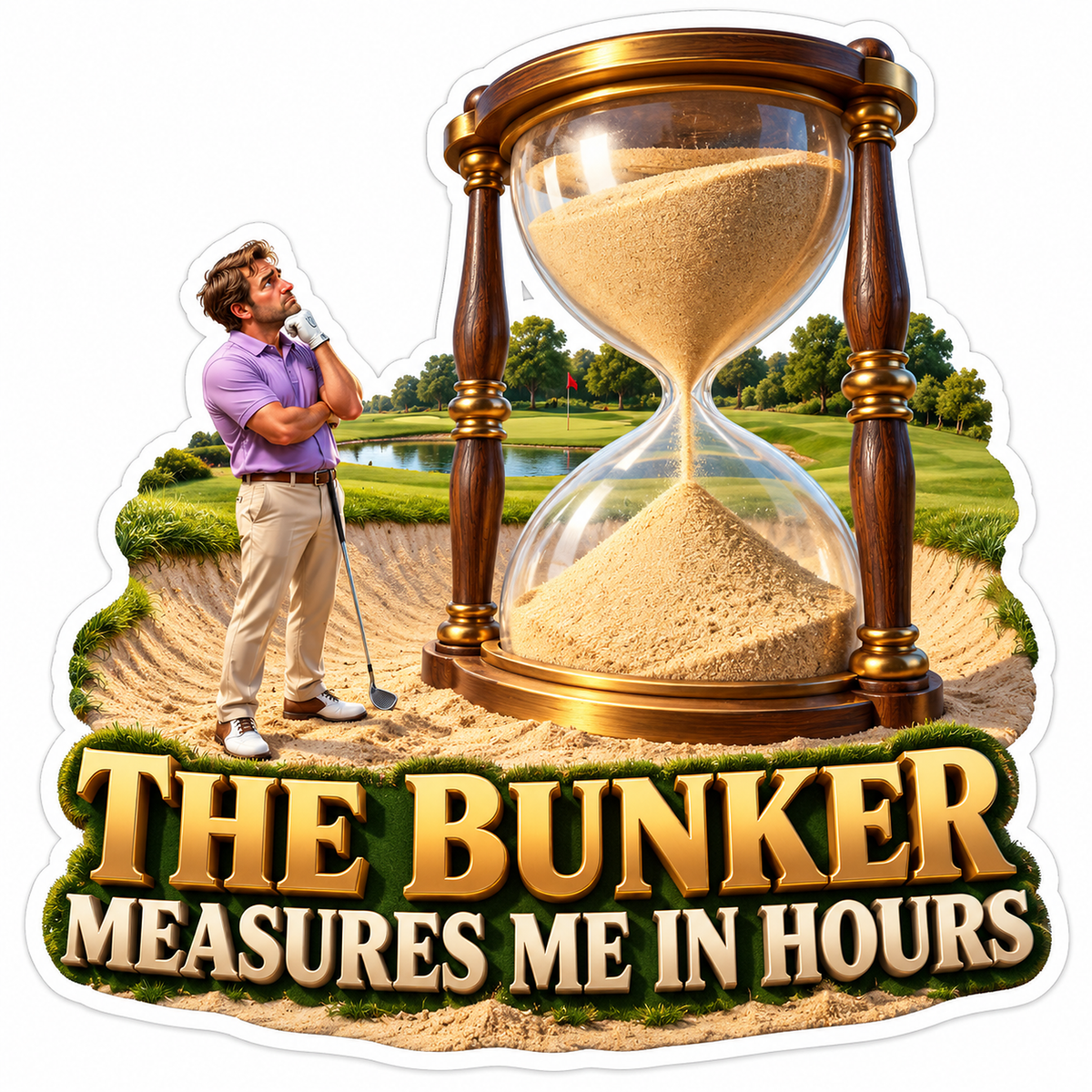 Golfer Giant Hourglass Bunker Quote Vinyl Decal Stickers