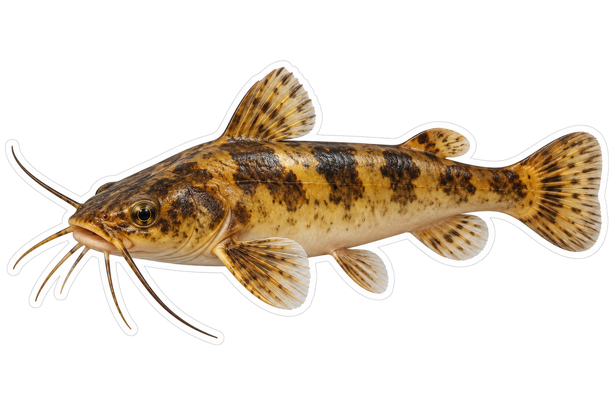 Golden Banded Catfish with Long Whiskers Art Vinyl Decal Stickers
