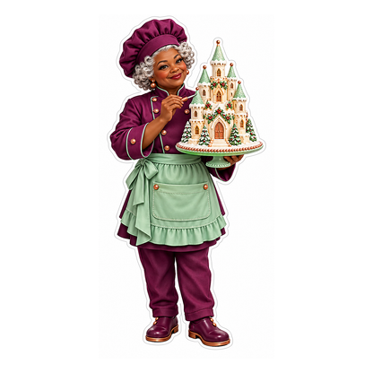Purple Baker with White Gingerbread Castle Vinyl Decal Stickers