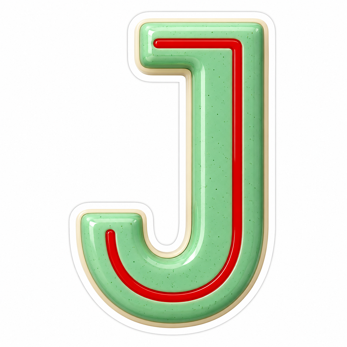 Mint Green Letter J with Red Line Art Vinyl Decal Stickers