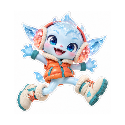 Blue Winter Creature in Orange Vest Vinyl Decal Stickers