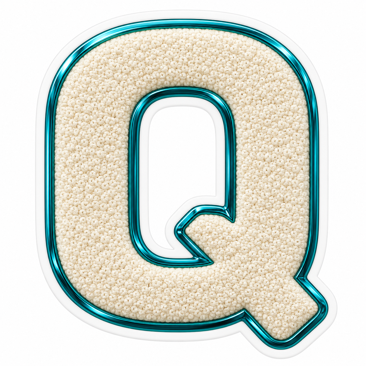 Cream Textured Letter Q With Teal Border Art Vinyl Decal Stickers