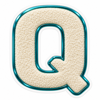 Cream Textured Letter Q With Teal Border Art Vinyl Decal Stickers