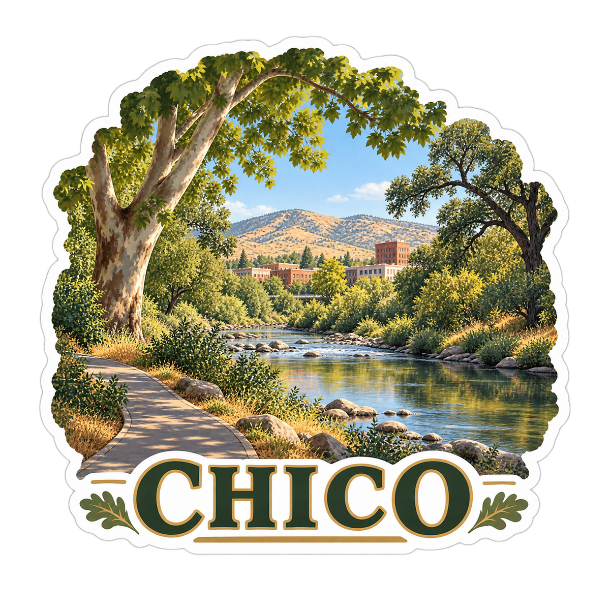 Chico Creek Park Tree Landscape Vinyl Decal Stickers