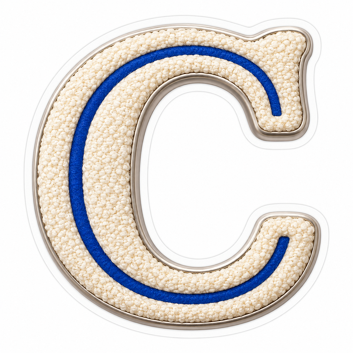 Cream Loop Texture Blue Trim Letter C Vinyl Decal Stickers