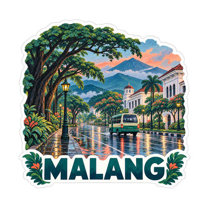 Malang Tree Lined Boulevard Art Vinyl Decal Stickers