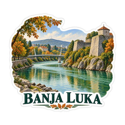 Banja Luka Autumn River Fortress Art Vinyl Decal Stickers
