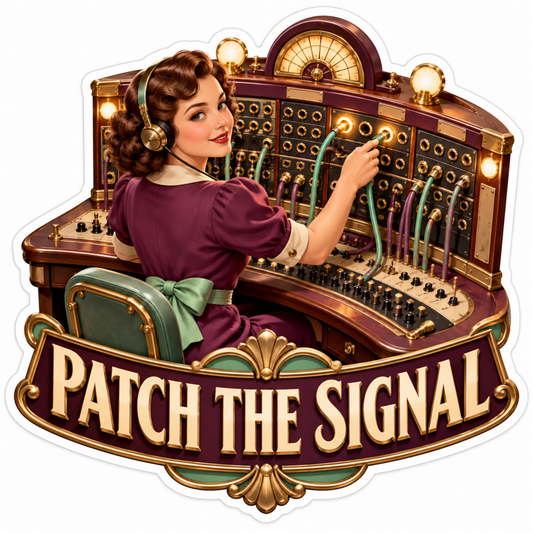 Woman at Vintage Phone Switchboard Vinyl Decal Stickers