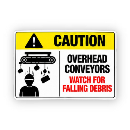 Yellow Overhead Conveyor Debris Panel Vinyl Decal Stickers