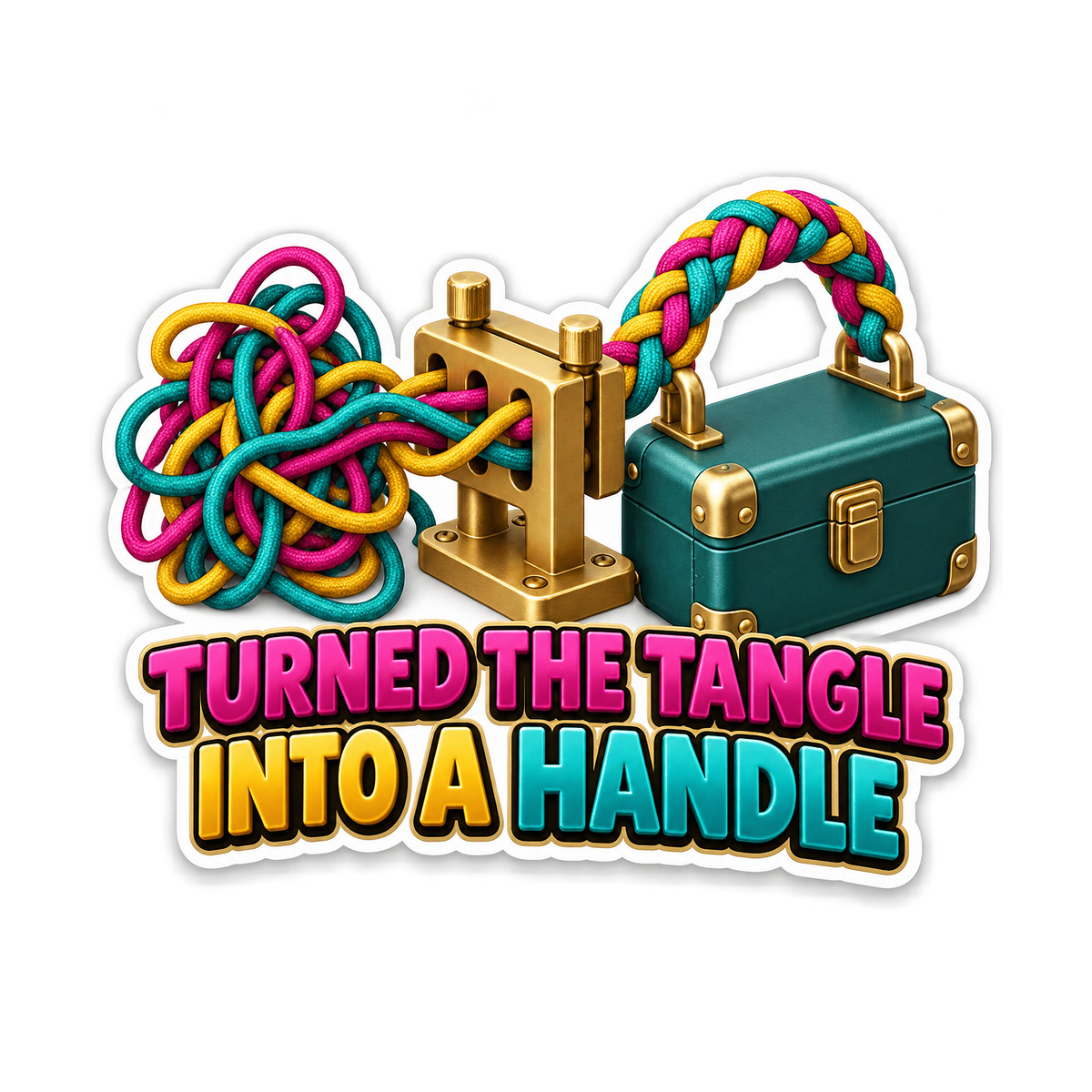 Tangled Cords Becoming a Colorful Handle Vinyl Decal Stickers