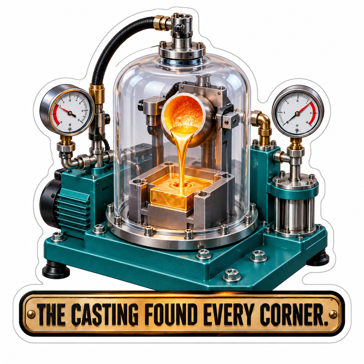 Teal Gold Casting Machine Corner Quote Vinyl Decal Stickers