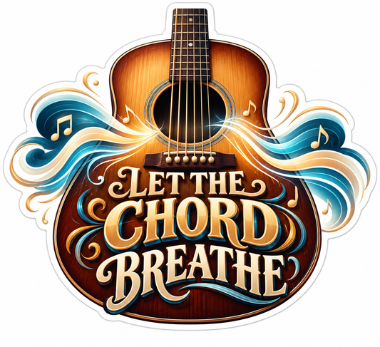 Acoustic Guitar and Flowing Musical Quote Art Vinyl Decal Stickers
