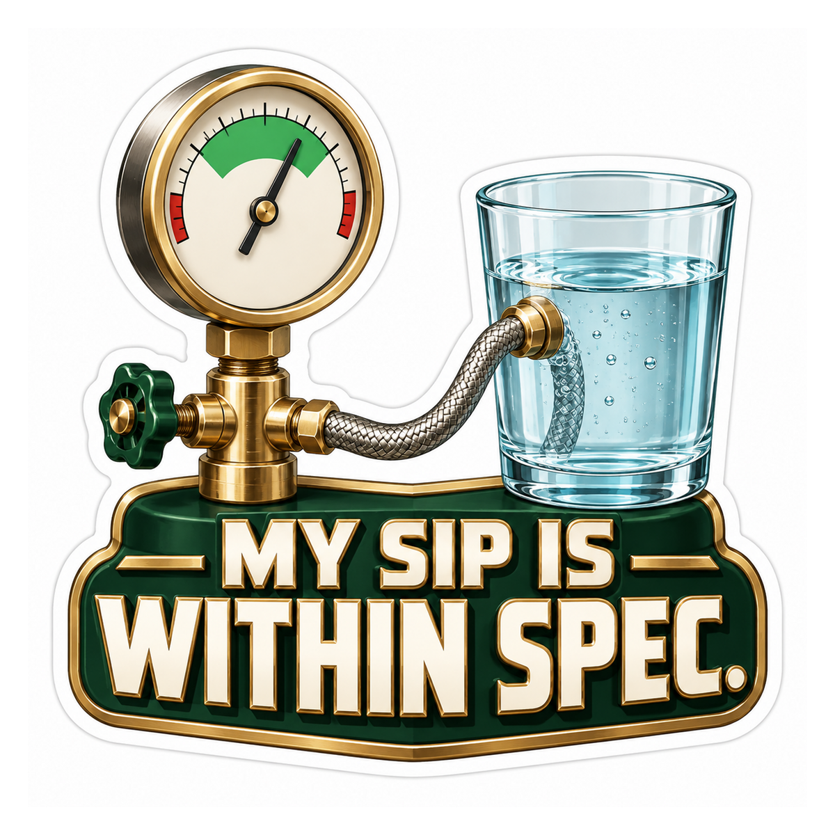 Gold Gauge Water Glass Humor Art Vinyl Decal Stickers