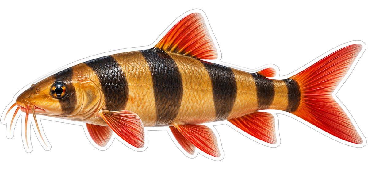 Golden Banded Loach with Red Fins Art Vinyl Decal Stickers