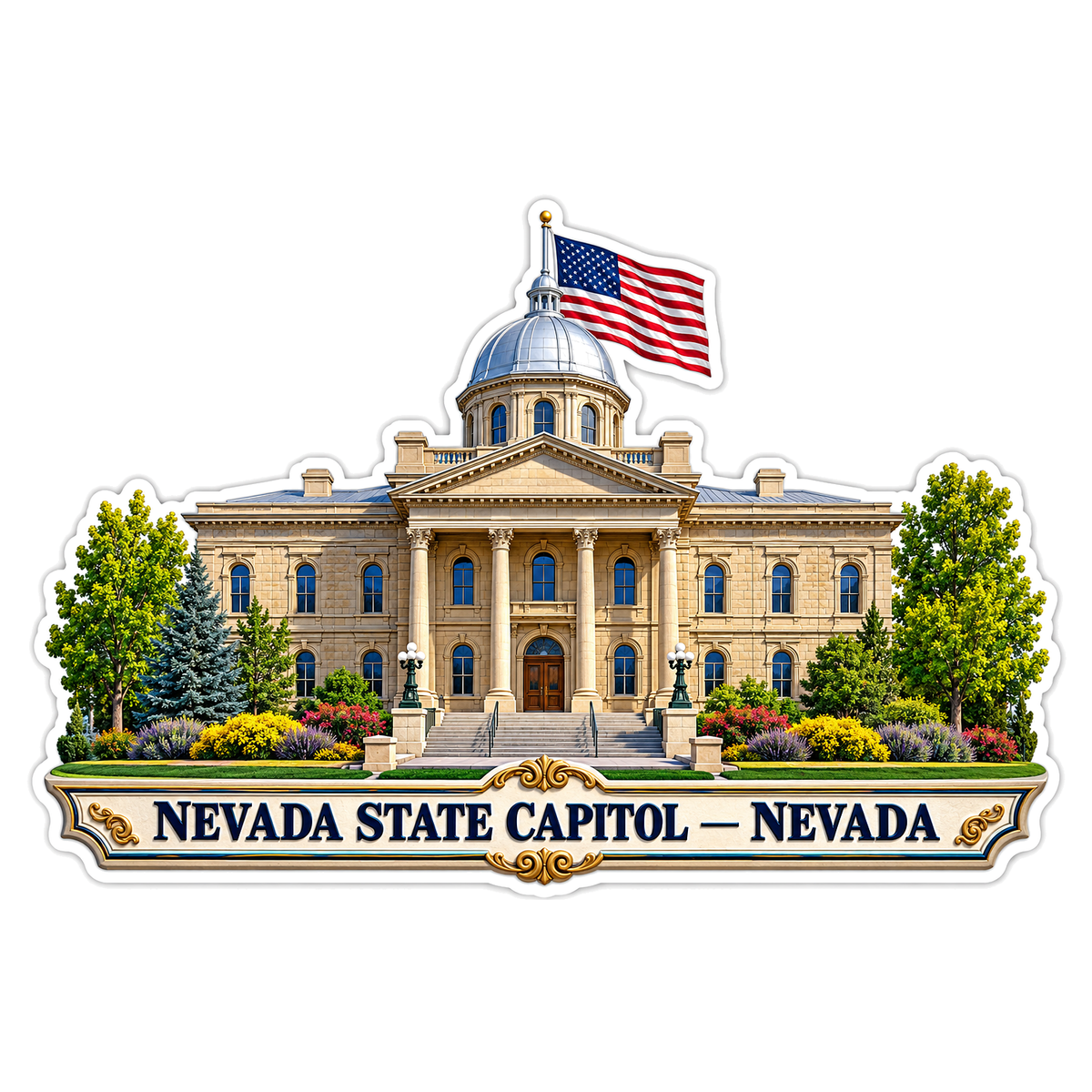 Nevada State Capitol Flag Scene Vinyl Decal Stickers