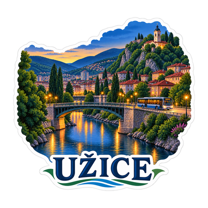 Uzice Blue Hour River Bridge Art Vinyl Decal Stickers