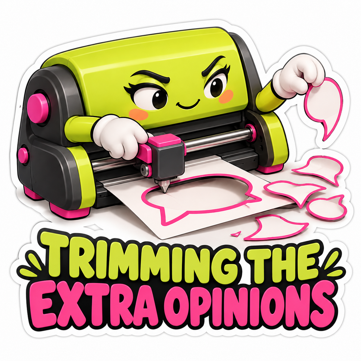 Green Cutting Machine Trimming Speech Bubbles Vinyl Decal Stickers