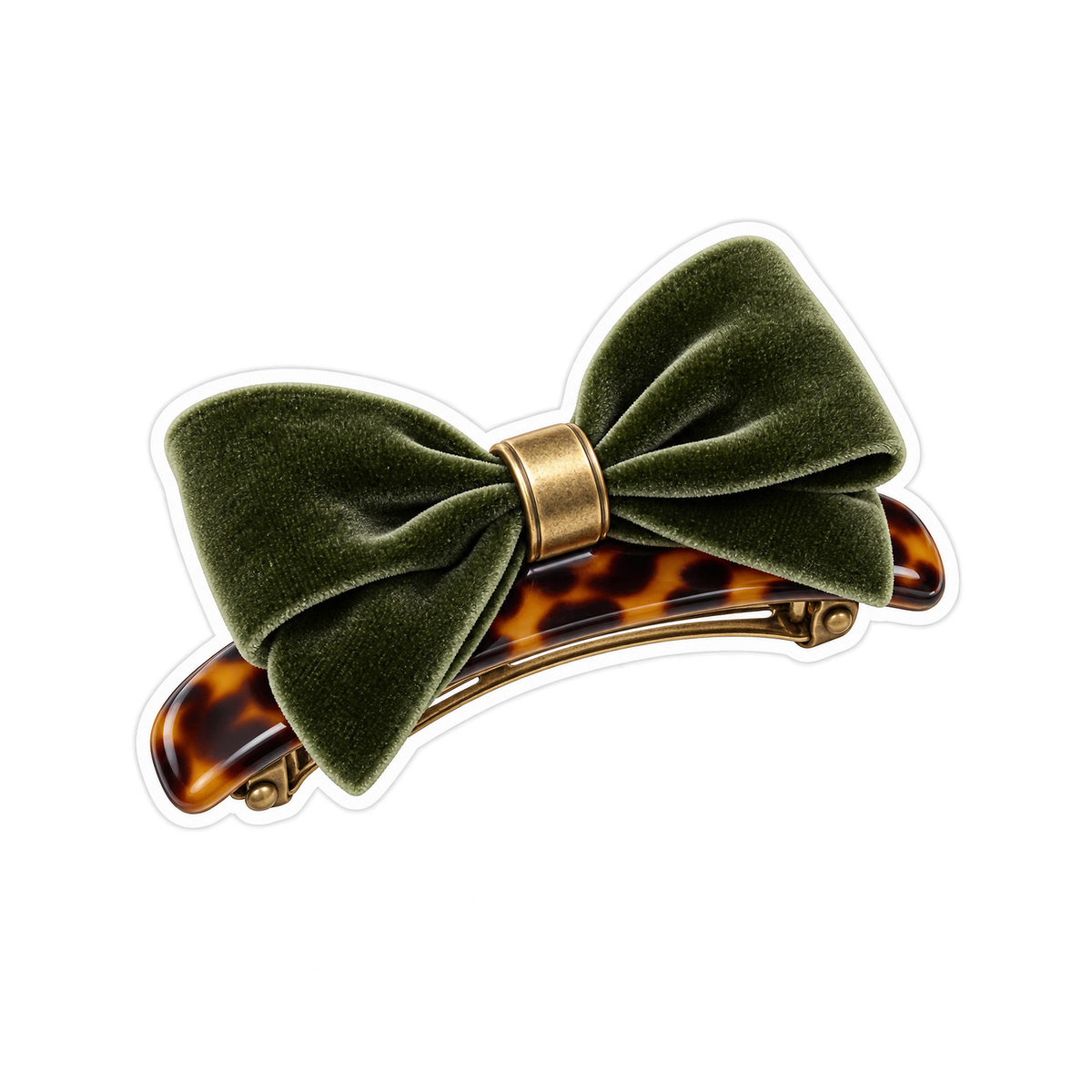 Green Bow on Brown Hair Clip Art Vinyl Decal Stickers