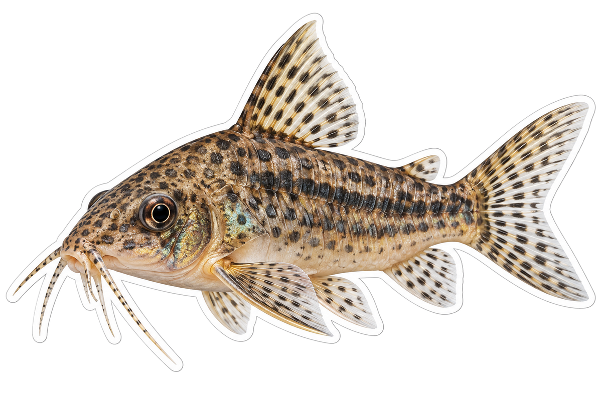 Brown Striped Cory with Long Whiskers Vinyl Decal Stickers