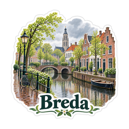 Breda Rainy Canal Houses Art Vinyl Decal Stickers