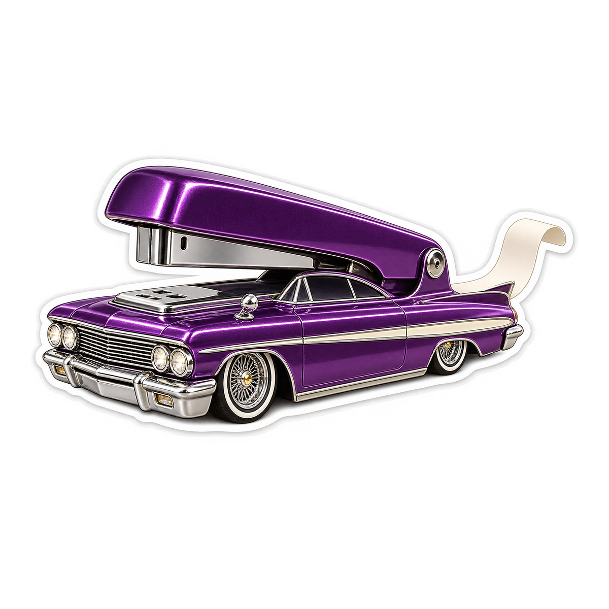 Purple Stapler Lowrider Car Art Vinyl Decal Stickers