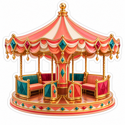 Coral Gold Carousel With Jewel Seats Art Vinyl Decal Stickers