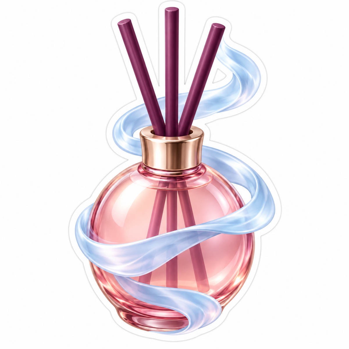 Pink Reed Diffuser With Blue Swirling Ribbon Art Vinyl Decal Stickers