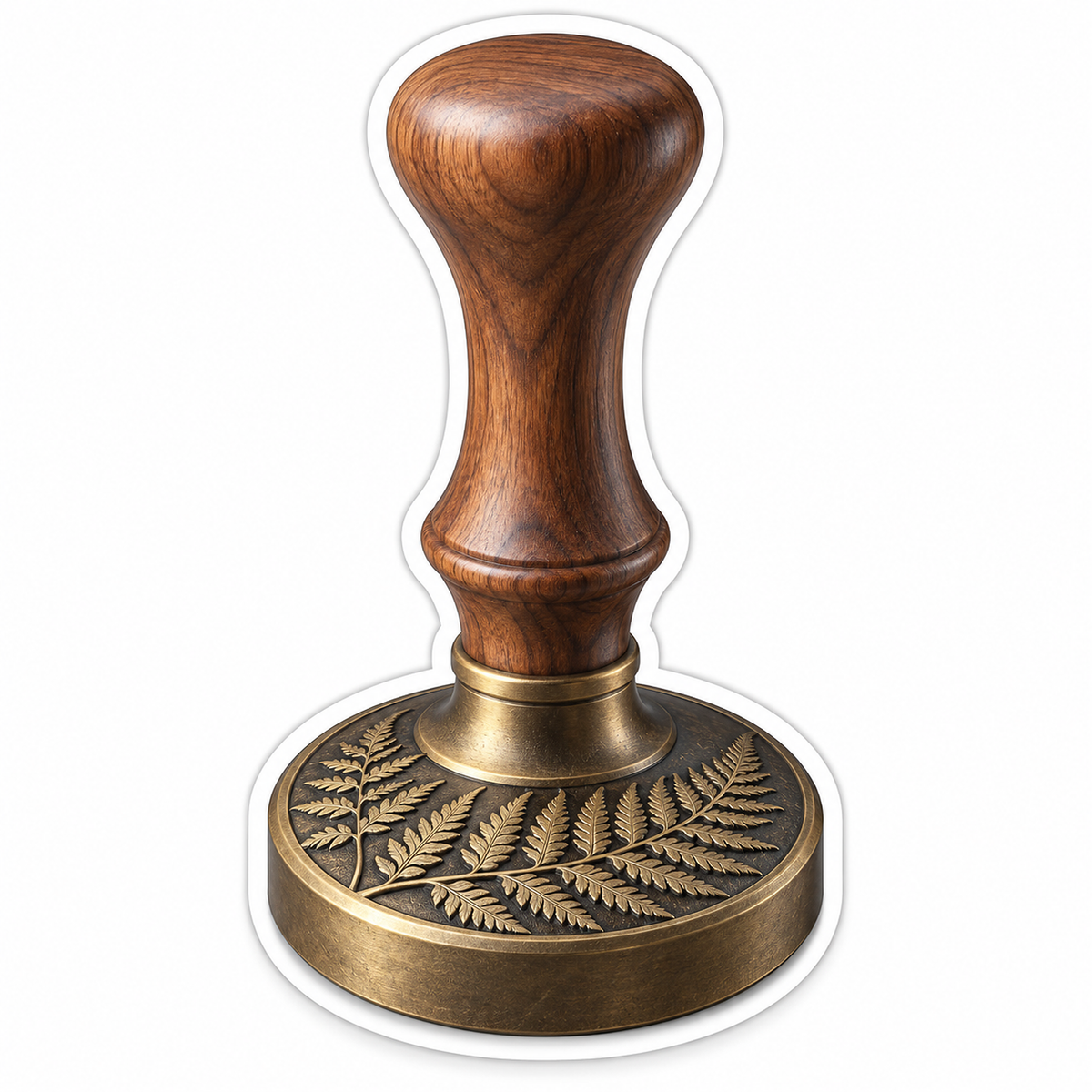 Wood Handled Brass Stamp with Fern Pattern Vinyl Decal Stickers