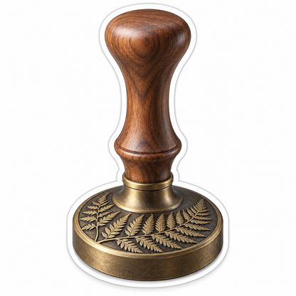 Wood Handled Brass Stamp with Fern Pattern Vinyl Decal Stickers