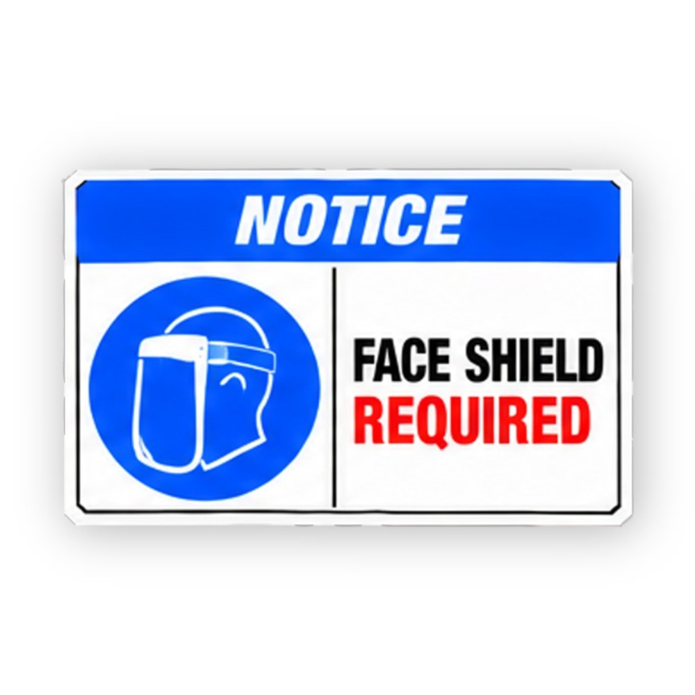 Blue Notice Required Face Shield Head Panel Vinyl Decal Stickers