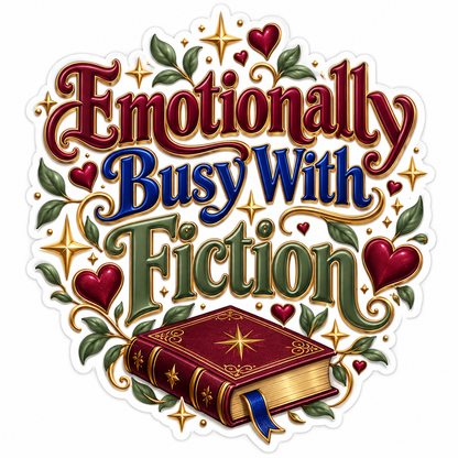 Maroon Book Hearts and Fiction Quote Vinyl Decal Stickers