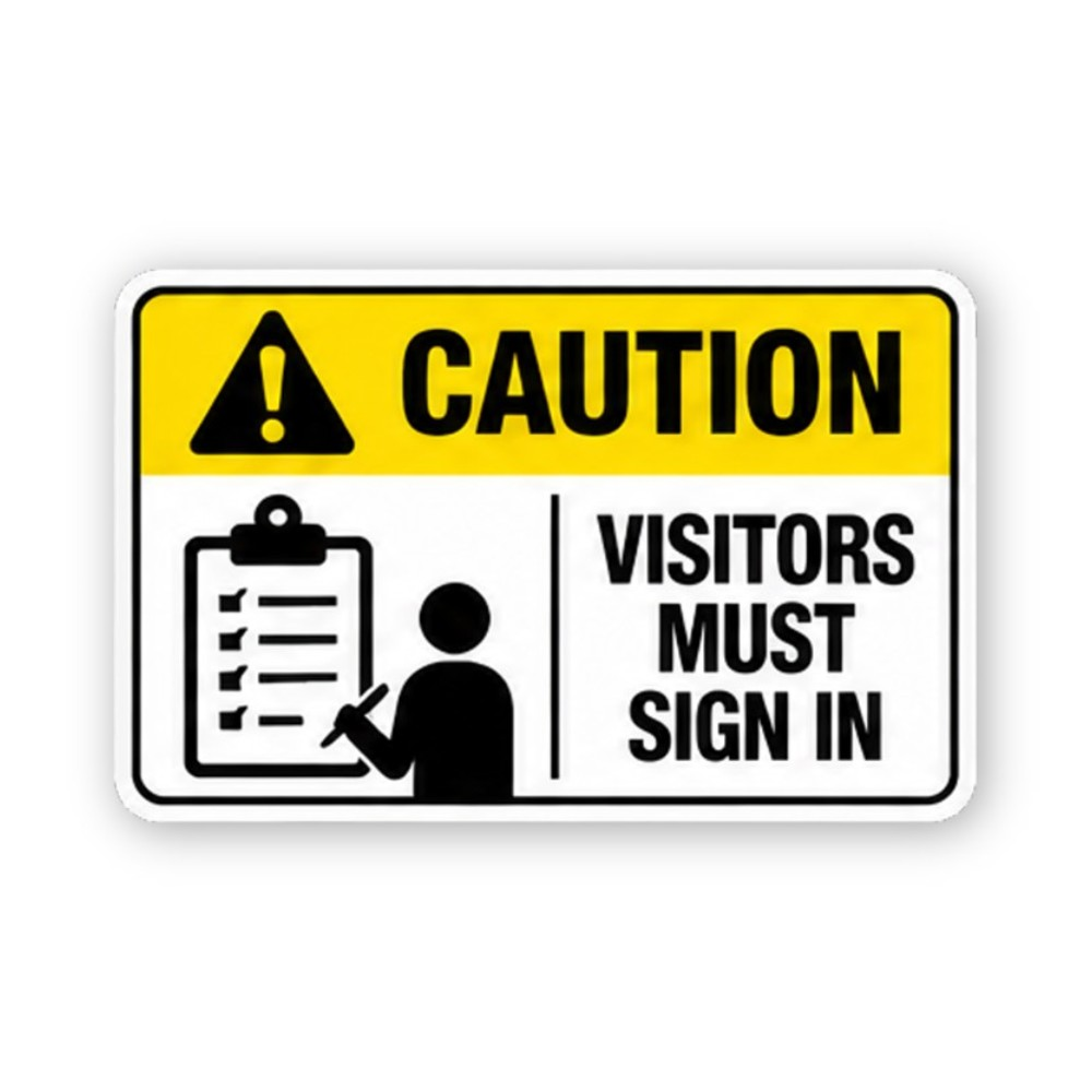 Yellow Visitor Checklist Figure Panel Vinyl Decal Stickers