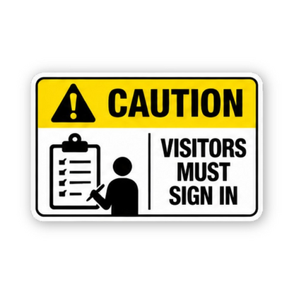 Yellow Visitor Checklist Figure Panel Vinyl Decal Stickers