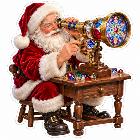 Santa Viewing Colorful Star Kaleidoscope Vinyl Decal Stickers