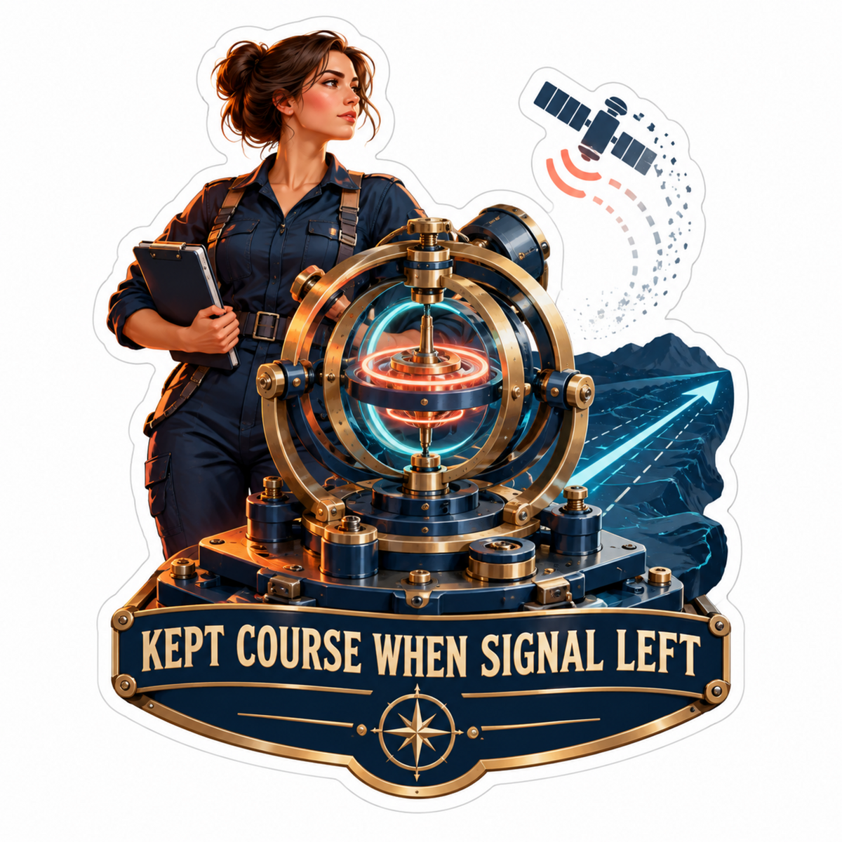 Navigator with Gold Rings and Satellite Art Vinyl Decal Stickers